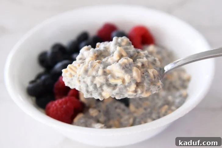 Best Ever Overnight Chia Oats 3 Spoonful of creamy overnight chia oats