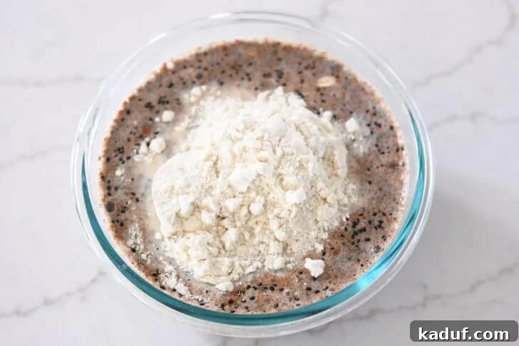 Best Ever Overnight Chia Oats 8 Glass bowl with ingredients for overnight chia oats
